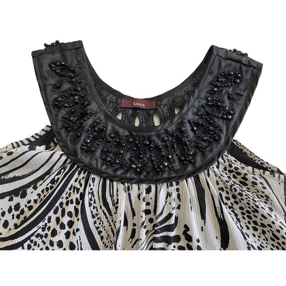 Vintage Unyx Black & White Halter Dress Sz S - Picture 2 of 4